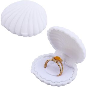 2Pcs Velvet Shell Jewelry Box White Shells Shaped Earring Ring Storage Case Showcase Display Organizers Decorative Holder Small Gifts Boxes for Necklace Pendants Accessories in Saudi Arabia