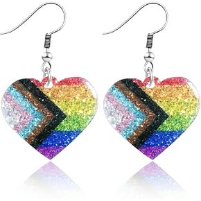 Ronglry LGBTQ Rainbow Pride Earrings LGBT Accessories Outfits for Women Men Acrylic LGBT Heart Earrings for Lesbian Bisexual Transgender Flag Pride Accessories Outfit Gifts in Saudi Arabia