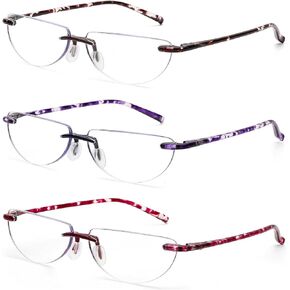 DOOViC 3 Pack Rimless Half Moon Reading Glasses TR90 Lightweight Blue Light Blocking Readers for Women and Men in Saudi Arabia