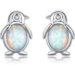 Penguin Gifts, Penguin Earrings for Women 14K/18K Gold Hypoallergenic Cute Opal Earrings Studs Earrings for Women in Saudi Arabia