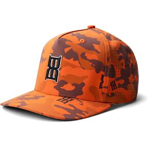 BEX Blaze Camo Trucker Hat - Blaze Orange Hunting Cap with Mesh Back | 5-Panel Snapback Baseball Cap | Breathable Perforated Panels | 3D Embroidered Logo | Adjustable Curved Bill Outdoor Hat in Saudi Arabia