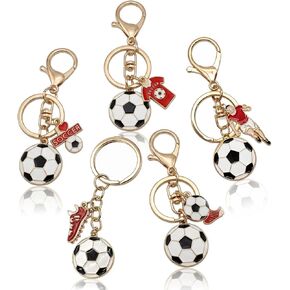 5 Pcs Soccer Keychain, 3D Gold Mini Love Soccer Gifts for Women Men, Stainless Steel Funny World Cup Football Keychains Gifts for Soccer Players Teens, Boys & Girls in Kuwait