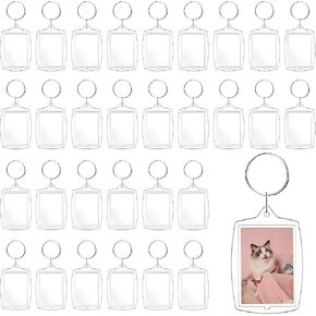 Delphinus 30 Pcs Blank Clear Acrylic Photo Keychains, With Split Rings, Fits 1.8 × 1.26 Inch Photos For DIY Crafts Xmas Graduation Gifts in Saudi Arabia