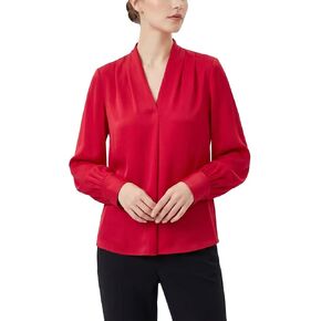 Women's V-Neck Silk Blouse with Shoulder Detail in Saudi Arabia