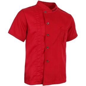 Chef Jacket Uniform Chef Coat Men Chef Jackets Short Sleeves Kitchen Uniform Cotton Soil Release Machine Washable Suitable for Wai, Red, L in Kuwait