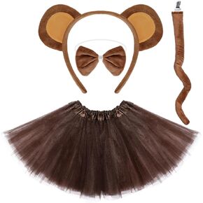 Monkey Costume Set Monkey Ears Headband Bowtie Tail Tutus Costume Accessory for Women Halloween Cosplay Set in Saudi Arabia
