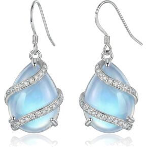 Valentines Day Gifts for Women 18k White Gold Plated Opal Moonstone Black Onyx Turquoise Dangle Drop Earrings Anniversary Mothers Day Birthday Gifts for Her in Saudi Arabia