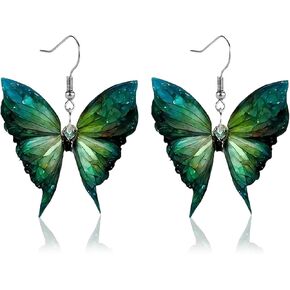 Butterfly Dangle Drop Earrings for Women, Colorful Cartoon Acrylic Insect Animal Jewelry with Cute Monarch Wing Design, Minimalist Lightweight Accessories for Daily Wear Gifts in Saudi Arabia