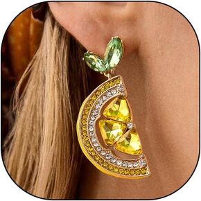 Fashion Cubic Zirconia Lemon Dangle Earrings for Women Sparkling Crystal Lemon Drop Earrings Cute Fruit Dangling Earrings Jewelry Accessories in Kuwait