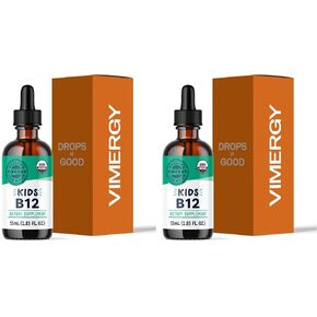 Vimergy USDA عضوي B12، 30 حصة - فيتامين سائل B-12 خالي من الكحول - يدعم طاقة الدماغ، والجهاز العصبي، والإدراك، والذاكرة - بدون غلوتين، غير معدّل وراثيًا، نباتي وباليو - نكهة حلوة طبيعية (30 مل) in Kuwait