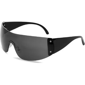 Oversized Y2K Sunglasses for Women Men Trendy Rimless Star Wrap Around Sunglasses Cool Rave Shades in Saudi Arabia