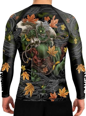ملابس رجالية من Raven Fightwear Fujin The God of Wind Rash Guard BJJ MMA باللون الأسود in Kuwait