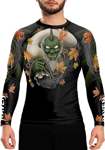 ملابس رجالية من Raven Fightwear Fujin The God of Wind Rash Guard BJJ MMA باللون الأسود in Kuwait