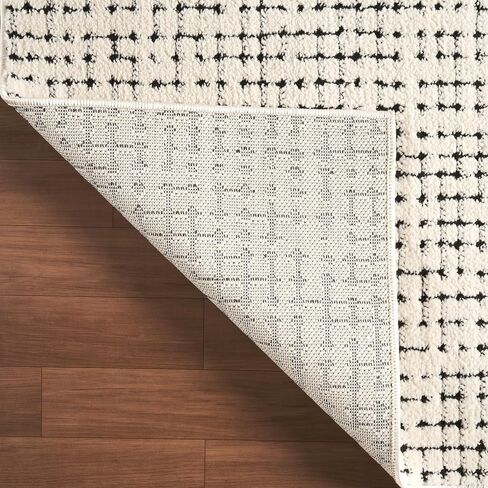 Abani Cream/Black Area Rug – 7'9" x 10'2" – Oliver Collection – Crosshatch Pattern – Non-Shedding, Easy to Clean – Durable for Living Room, Bedroom, or Office, Pet & Child Friendly in Kuwait