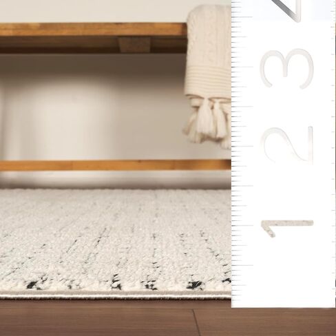 Abani Cream/Black Area Rug – 7'9" x 10'2" – Oliver Collection – Crosshatch Pattern – Non-Shedding, Easy to Clean – Durable for Living Room, Bedroom, or Office, Pet & Child Friendly in Kuwait
