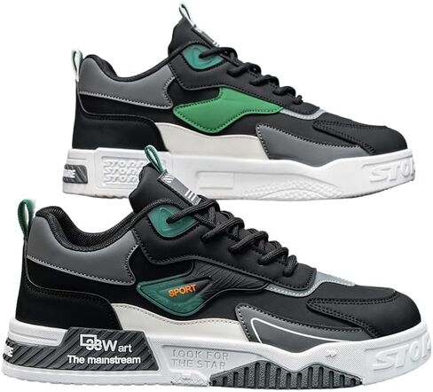 Men's Casual Skateboard Sneakers - Low Top, Round Toe, Lace-Up, Pu Upper, Daily & Casual Wear in Saudi Arabia