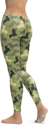 Dachshund Camo Animal Print Leggings for Women - Mid Waisted, Stretchy Pants Leggings for Workout & Exercise in Saudi Arabia