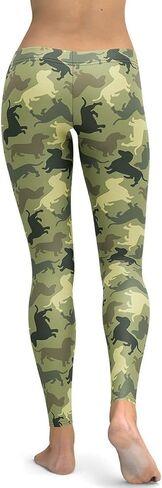 Dachshund Camo Animal Print Leggings for Women - Mid Waisted, Stretchy Pants Leggings for Workout & Exercise in Saudi Arabia