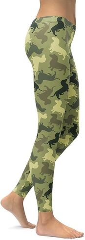 Dachshund Camo Animal Print Leggings for Women - Mid Waisted, Stretchy Pants Leggings for Workout & Exercise in Saudi Arabia
