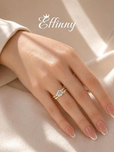 1.2 Carat 925 Sterling Silver Moissanite Wedding Ring Set,4-Prong No Tarnish 14K Yellow Gold Plated Twist Band,D Color 7mm Round Brilliant Cut Lab Created GRA Gemstone,Affordable Luxury Travel-Friendly Ring Jewelry in Saudi Arabia
