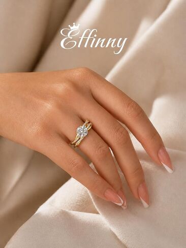 1.2 Carat 925 Sterling Silver Moissanite Wedding Ring Set,4-Prong No Tarnish 14K Yellow Gold Plated Twist Band,D Color 7mm Round Brilliant Cut Lab Created GRA Gemstone,Affordable Luxury Travel-Friendly Ring Jewelry in Saudi Arabia