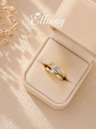 1.2 Carat 925 Sterling Silver Moissanite Wedding Ring Set,4-Prong No Tarnish 14K Yellow Gold Plated Twist Band,D Color 7mm Round Brilliant Cut Lab Created GRA Gemstone,Affordable Luxury Travel-Friendly Ring Jewelry in Saudi Arabia