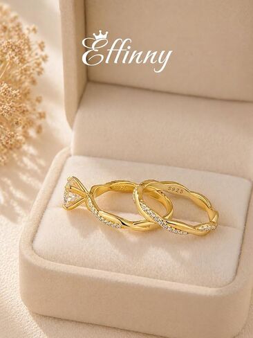 1.2 Carat 925 Sterling Silver Moissanite Wedding Ring Set,4-Prong No Tarnish 14K Yellow Gold Plated Twist Band,D Color 7mm Round Brilliant Cut Lab Created GRA Gemstone,Affordable Luxury Travel-Friendly Ring Jewelry in Saudi Arabia