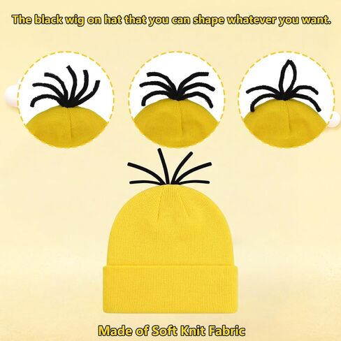 ZIW Yellow Cartoon Character Costume Set for Women Funny Halloween Outfit with Beanie Goggles Gloves Tutu Suspenders Socks Banana Keychain Animated Dress Up Cosplay Kit ZW281 in Saudi Arabia