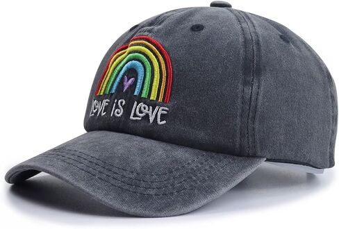 Love is Love Rainbow Hat for Men Women, Funny Adjustable Cotton Embroidered LGBT Gay Pride Baseball Cap in Saudi Arabia