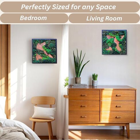 Serenzy 16" Square Cedar & Preserved Moss Wall Art | Unique No-Maintenance Decor for Home, Office, Restaurant, Angled Wood in Saudi Arabia