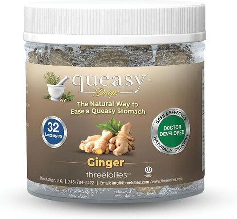 Queasy Drops | 3 Pack: 21 Drops Each | Drug Free & Gluten Free | Five Flavors: Green Tea with Lemon, Ginger, Raspberry, Banana & Cola 21 Count in Saudi Arabia