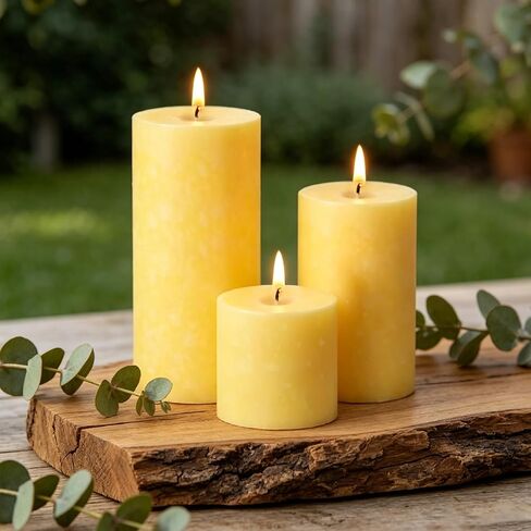 Citronella Candles Outdoor,3 Pack Lemongrass Scented Pillar Candles Indoor Outdoor,Long Lasting Citronella Pillar Candle for Home Garden Patio Yard Party Wedding(2x2in,2x3in,2x4in) in Saudi Arabia