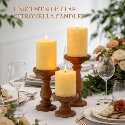 Citronella Candles Outdoor,3 Pack Lemongrass Scented Pillar Candles Indoor Outdoor,Long Lasting Citronella Pillar Candle for Home Garden Patio Yard Party Wedding(2x2in,2x3in,2x4in) in Saudi Arabia