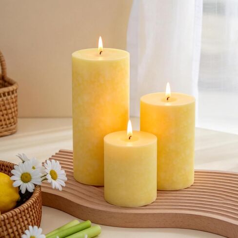 Citronella Candles Outdoor,3 Pack Lemongrass Scented Pillar Candles Indoor Outdoor,Long Lasting Citronella Pillar Candle for Home Garden Patio Yard Party Wedding(2x2in,2x3in,2x4in) in Saudi Arabia