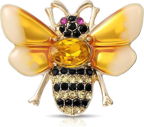 Bee Brooch, Inspirational Gift Bee Brooches for Women, Sparkling Rhinestone Crystal Bees Brooch Pin for Jacket,Dress, Scarve and Bag(Light Yellow) in Saudi Arabia