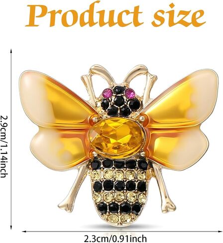 Bee Brooch, Inspirational Gift Bee Brooches for Women, Sparkling Rhinestone Crystal Bees Brooch Pin for Jacket,Dress, Scarve and Bag(Light Yellow) in Saudi Arabia