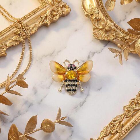 Bee Brooch, Inspirational Gift Bee Brooches for Women, Sparkling Rhinestone Crystal Bees Brooch Pin for Jacket,Dress, Scarve and Bag(Light Yellow) in Saudi Arabia