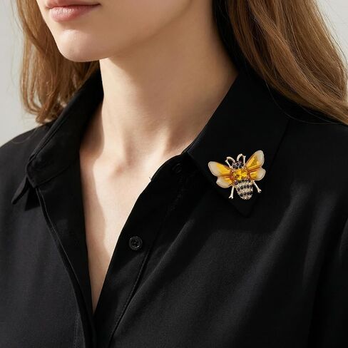 Bee Brooch, Inspirational Gift Bee Brooches for Women, Sparkling Rhinestone Crystal Bees Brooch Pin for Jacket,Dress, Scarve and Bag(Light Yellow) in Saudi Arabia