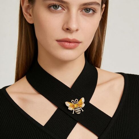 Bee Brooch, Inspirational Gift Bee Brooches for Women, Sparkling Rhinestone Crystal Bees Brooch Pin for Jacket,Dress, Scarve and Bag(Light Yellow) in Saudi Arabia