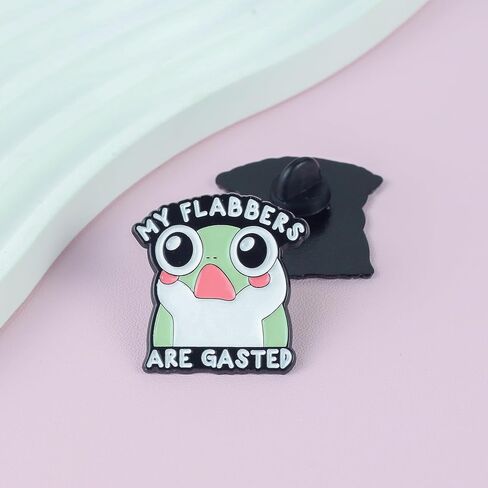 My Flabbers Are Gasted Frog Meme Pin Brooch, Flabbergasted Pun Enamel Pin, Witty Wordplay Gift For Friend Coworker, Silly Frog Internet Meme Brooches, Emotional Overload Lapel Badge, Sarcastic Pun Accessories in Kuwait