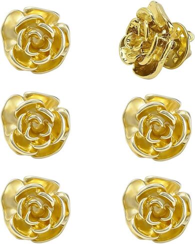 SUPERFINDINGS 6 قطع من دبابيس طية صدر السترة الزهرية دبوس معدني لطية صدر السترة بروش ثلاثي الأبعاد زهر الزهور دبابيس مجوهرات العروة الصدار للقبعة وحقيبة بدلة الزفاف وأعياد الميلاد والذكرى السنوية in Kuwait