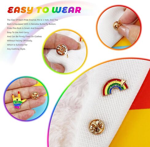 60 Pcs Rainbow Pride Pins Bulk, LGBT Gay Ally Flag Rainbow Heart Flag Brooch Lapel Pins for Clothes, Bags, Heart Brooch for Decoration Jewelry Gift (20 Styles) in Saudi Arabia
