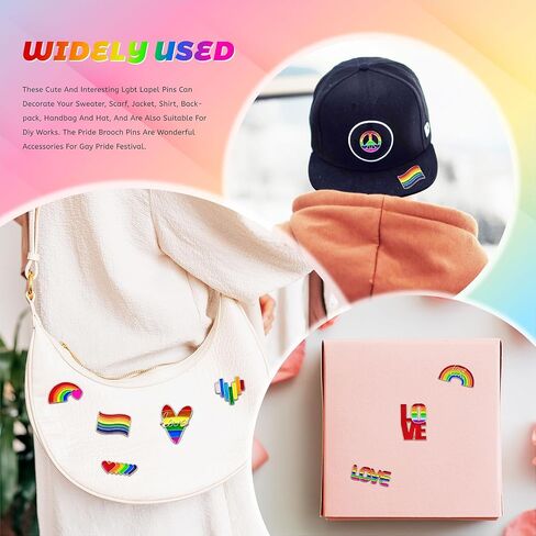60 Pcs Rainbow Pride Pins Bulk, LGBT Gay Ally Flag Rainbow Heart Flag Brooch Lapel Pins for Clothes, Bags, Heart Brooch for Decoration Jewelry Gift (20 Styles) in Saudi Arabia