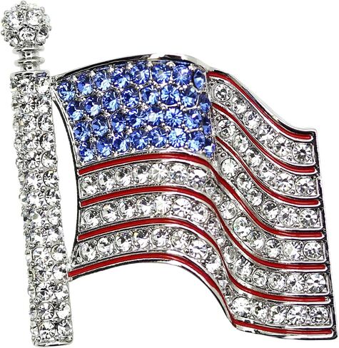 Faship Rhinestone American Flag Pin Brooch For USA Patriotic Men and Women in Kuwait