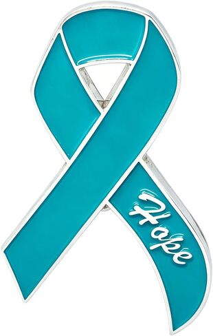 Teal Ribbon Awareness Pin with Hope Engraved, Ovarian Cancer Sexual Assault Mental Health Awareness Lapel Pin, Enamel Ribbon Brooch for Clothing Backpack Hat, Hope Support Jewelry Gift for Women Men in Saudi Arabia