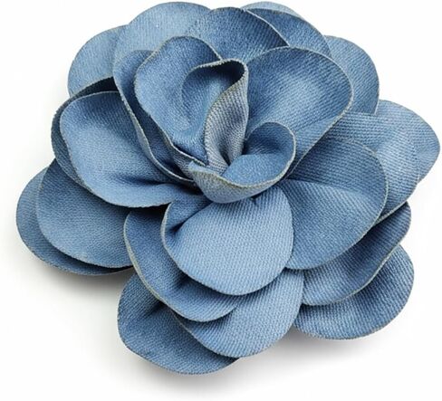 15cm Big Blue Denim Camellia Flower Brooch Pin for Women Girls - Fabric Large Floral Rose Lapel Pins Boho Cowboy Banquet Party Clothes Accessories Dress Corsage Brooches Fashion Jewelry Wedding Bridal in Kuwait