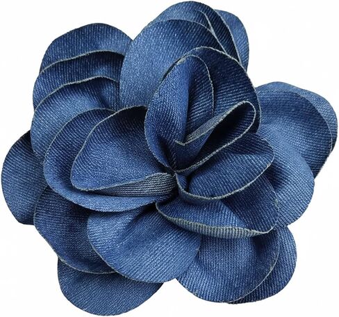 15cm Big Blue Denim Camellia Flower Brooch Pin for Women Girls - Fabric Large Floral Rose Lapel Pins Boho Cowboy Banquet Party Clothes Accessories Dress Corsage Brooches Fashion Jewelry Wedding Bridal in Kuwait