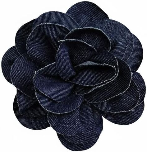 15cm Big Blue Denim Camellia Flower Brooch Pin for Women Girls - Fabric Large Floral Rose Lapel Pins Boho Cowboy Banquet Party Clothes Accessories Dress Corsage Brooches Fashion Jewelry Wedding Bridal in Kuwait