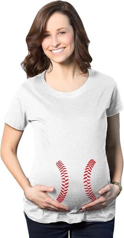 Maternity Baseball Laces Pregnancy T Shirt Novelty Sports Baby Bump Tee | Funny Graphic Pregnancy Tee, Graphic Maternity Wear, Cool Baseball Short Sleeve, Ruched, stretchy, soft, Maternity Shirts in Saudi Arabia