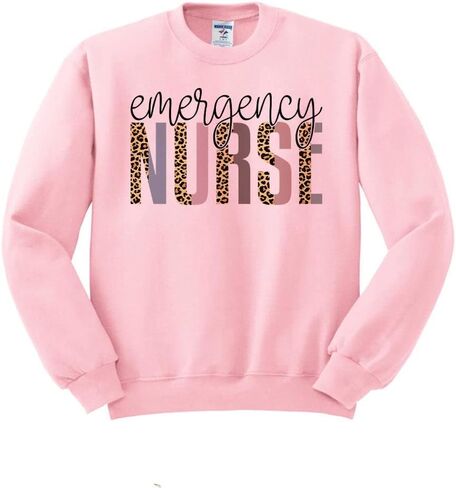TeesAndTankYou Emergency Nurse Leopard Print Sweatshirt Unisex in Kuwait